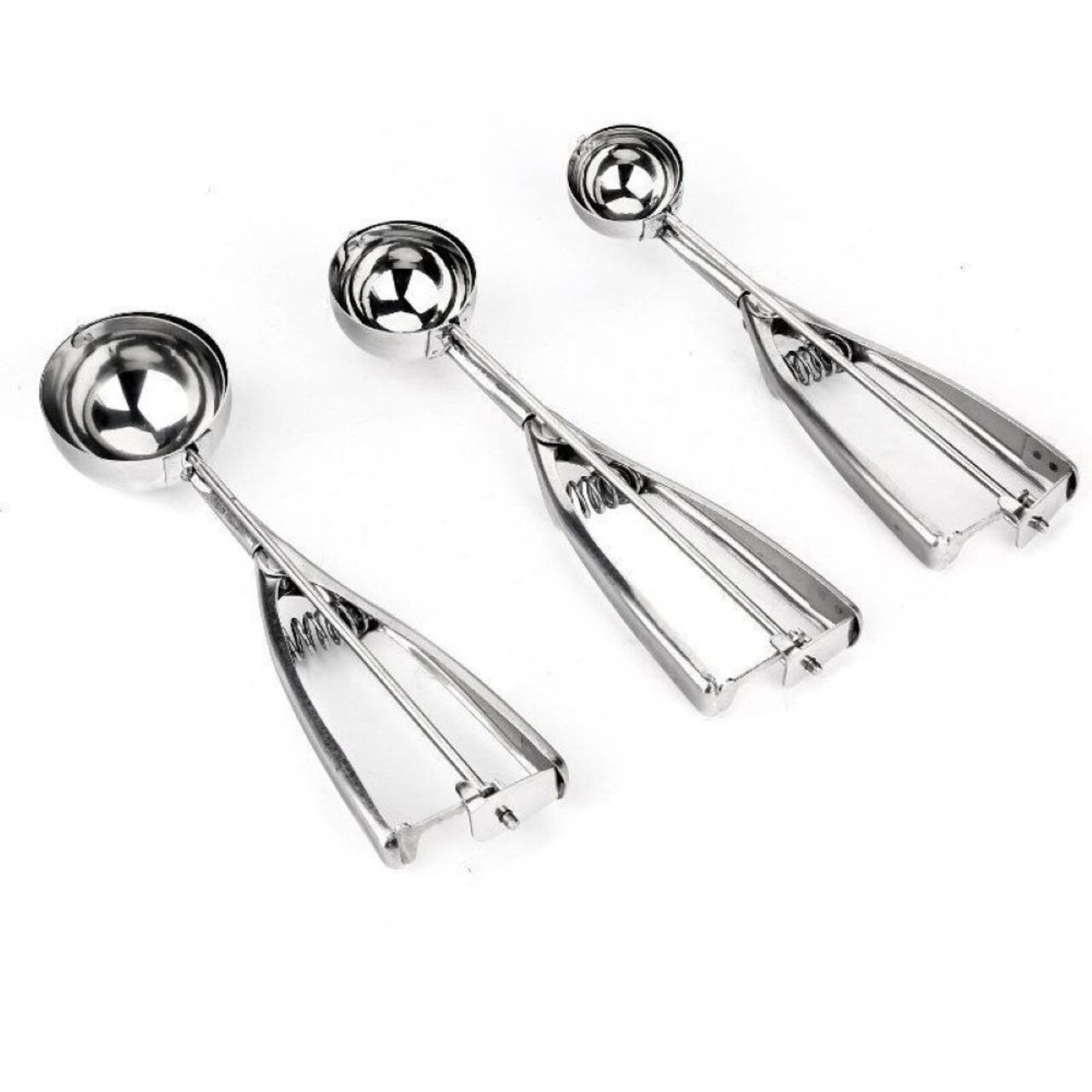 Kitcheniva Stainless Steel Ice Cream Scoops With Trigger Handle Set of 3